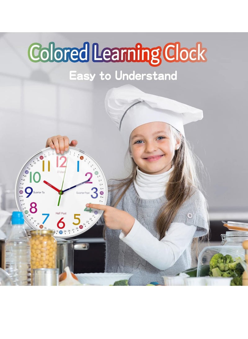 Dubkart - Learning Clock for Kids - Kids Wall Clocks for Bedrooms - Kids Wall Clock- Silent Analog Kids Clock for Teaching Time,for School Classrooms Playrooms and Kids Bedrooms - Image 1