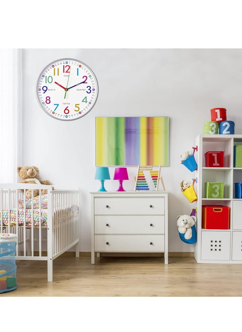 Dubkart - Learning Clock for Kids - Kids Wall Clocks for Bedrooms - Kids Wall Clock- Silent Analog Kids Clock for Teaching Time,for School Classrooms Playrooms and Kids Bedrooms - Image 1
