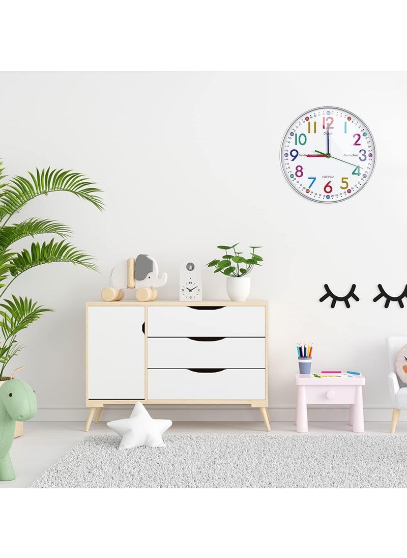 Dubkart - Learning Clock for Kids - Kids Wall Clocks for Bedrooms - Kids Wall Clock- Silent Analog Kids Clock for Teaching Time,for School Classrooms Playrooms and Kids Bedrooms - Image 1