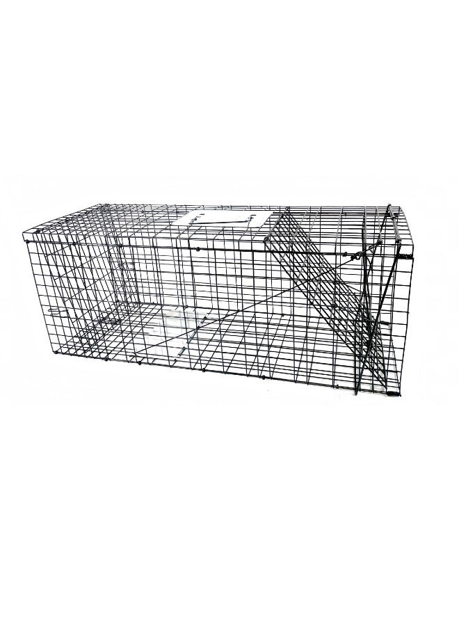 Hanayo Live Animal Cage Trap Large Double Doors Humane Rescue and Release Collapsible Cage Durable Trap Cage for Stray Cats Puppies Bobcats Beavers Groundhogs 65*23*26 CM(Black) - Image 2