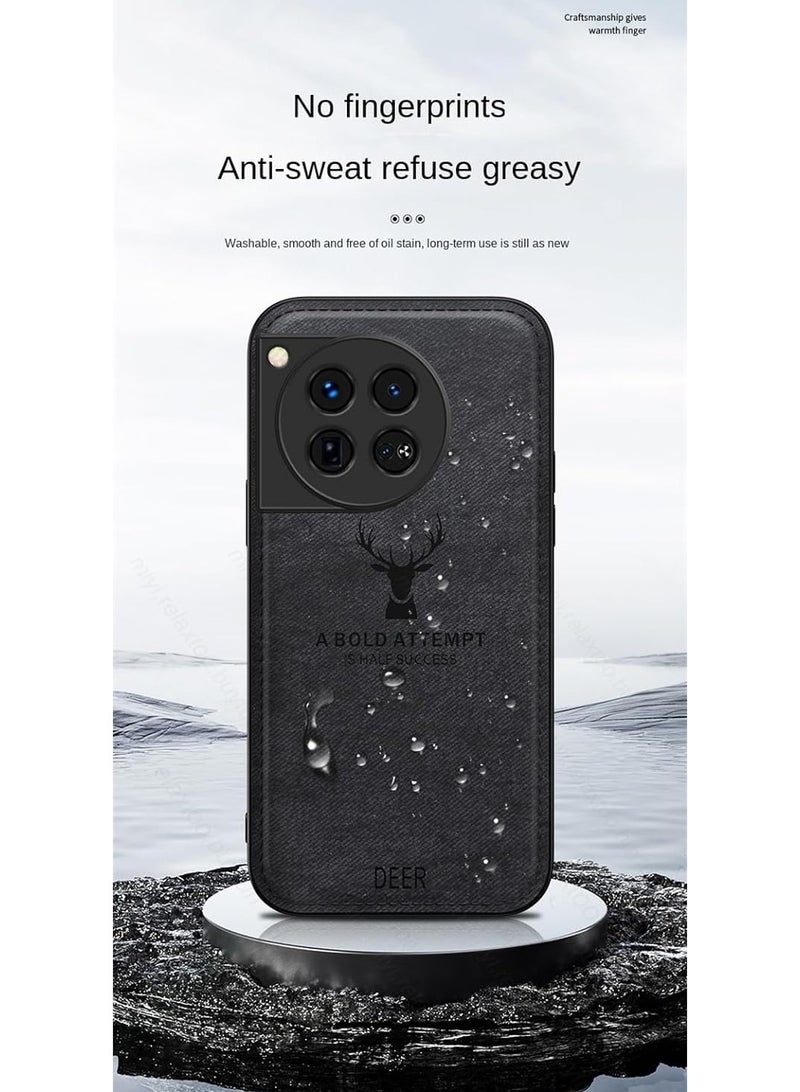 general OnePlus Ace 3/OnePlus 12R 5G Case,Deer Pattern Fabric Cloth Back Cover,TPU Soft Shockproof Bumper - Image 3