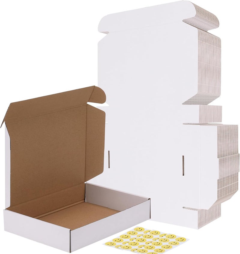 RLAVBL 11x8x2 Shipping Boxes Set of 30, White Corrugated Cardboard Mailer Box for Packing Mailing Small Business - Image 1