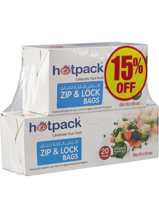 Hotpack - Hotpack Zipper Lock Bag 18x21cm TWIN PACK - Image 1