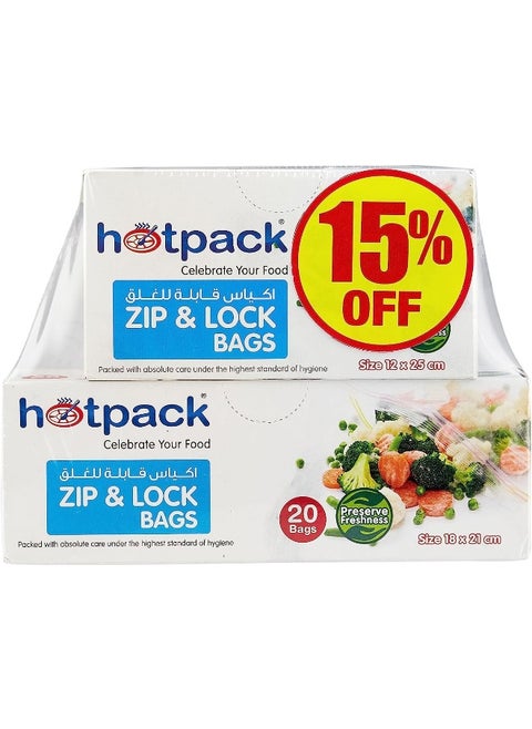 Hotpack Zipper Lock Bag 18x21cm TWIN PACK