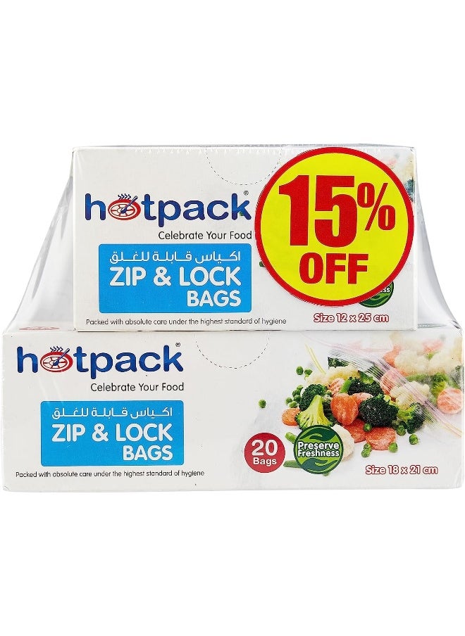 Hotpack - Hotpack Zipper Lock Bag 18x21cm TWIN PACK - Image 1