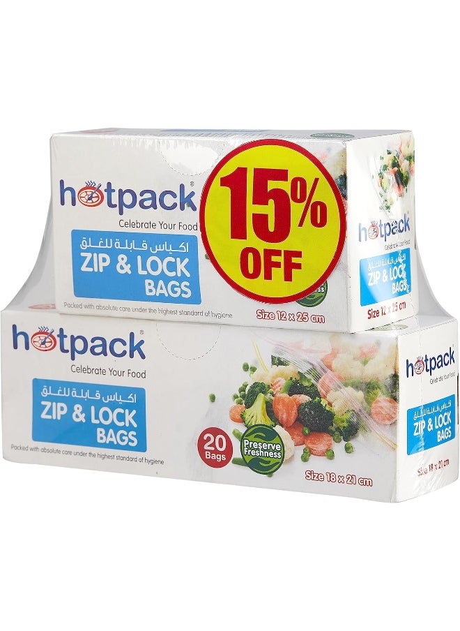 Hotpack - Hotpack Zipper Lock Bag 18x21cm TWIN PACK - Image 1