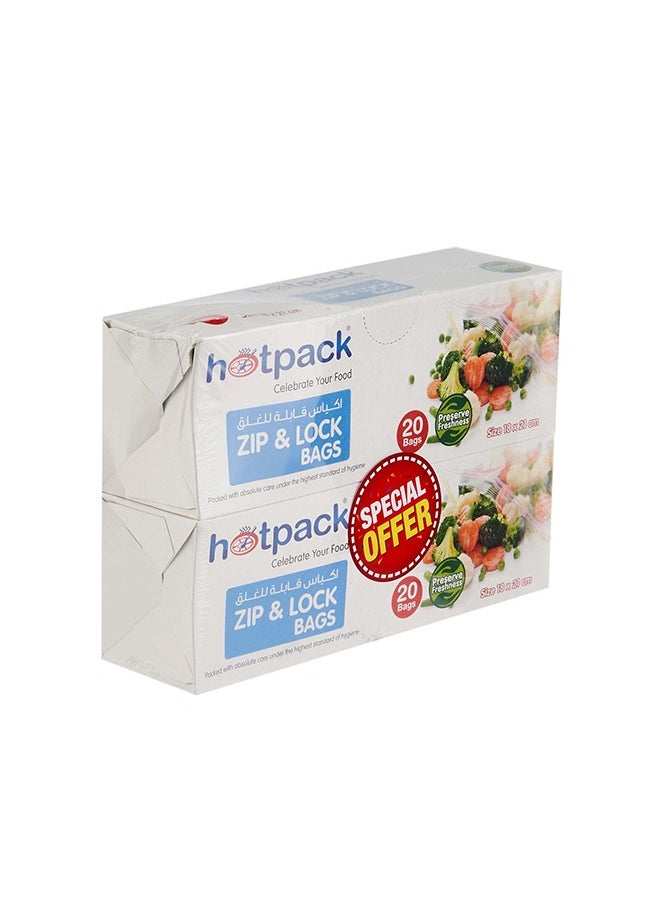 Hotpack - Hotpack Zipper Lock Bag 18x21cm TWIN PACK - Image 1