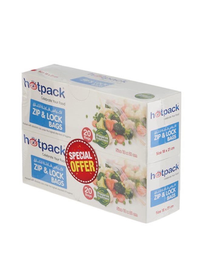 Hotpack Zipper Lock Bags 20 bags of 18 x 21cm + 20 bags of 18x21cm,  TWIN PACK - Image 4