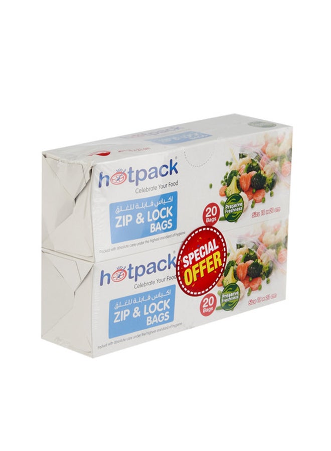 Hotpack Zipper Lock Bags 20 bags of 18 x 21cm + 20 bags of 18x21cm,  TWIN PACK - Image 3