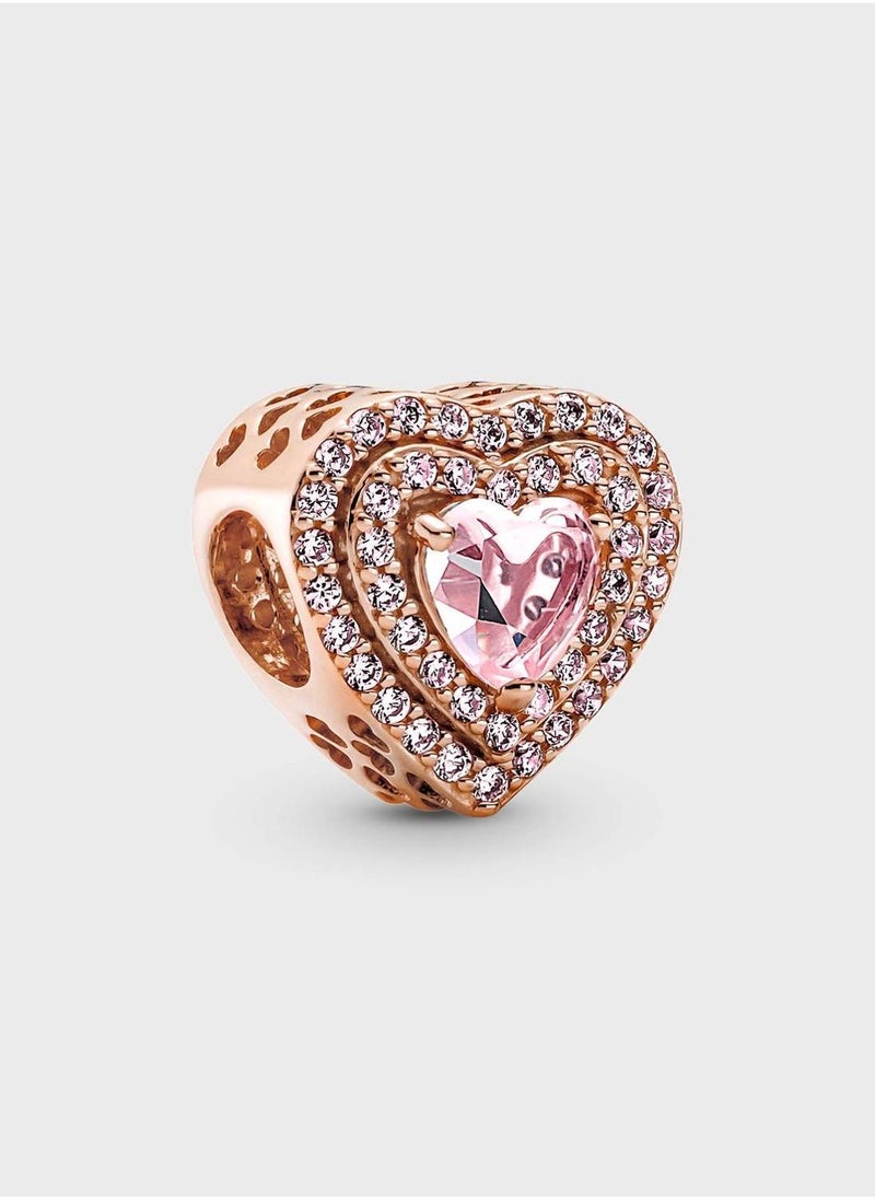 PANDORA Sparkling Levelled Heart Charm  - Image 1