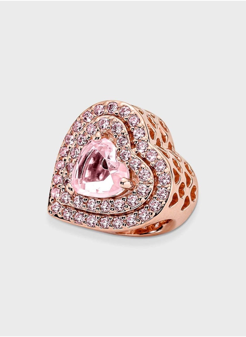 PANDORA Sparkling Levelled Heart Charm  - Image 4