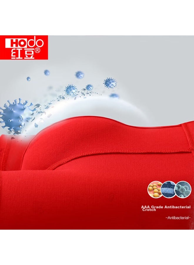 Hongdou Men's Underwear, Pure Cotton, Antibacterial, Bright Red, Zodiac Year, Mid-rise Boxer Briefs, 4-pack, Hongyun 170 - Image 4