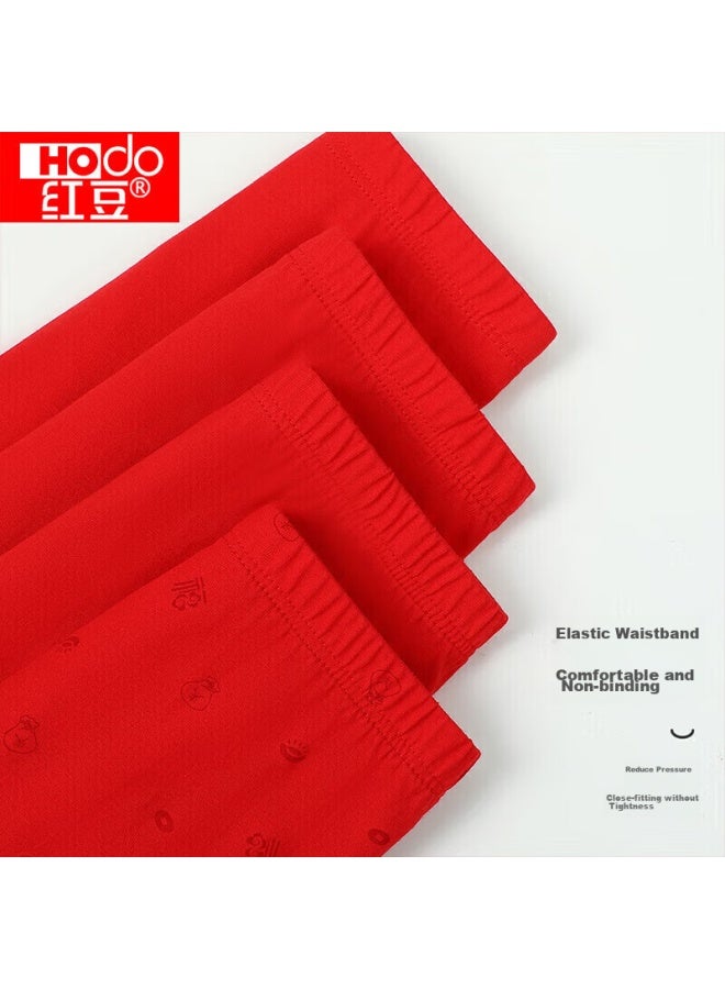 Hongdou Men's Underwear, Pure Cotton, Antibacterial, Bright Red, Zodiac Year, Mid-rise Boxer Briefs, 4-pack, Hongyun 170 - Image 5