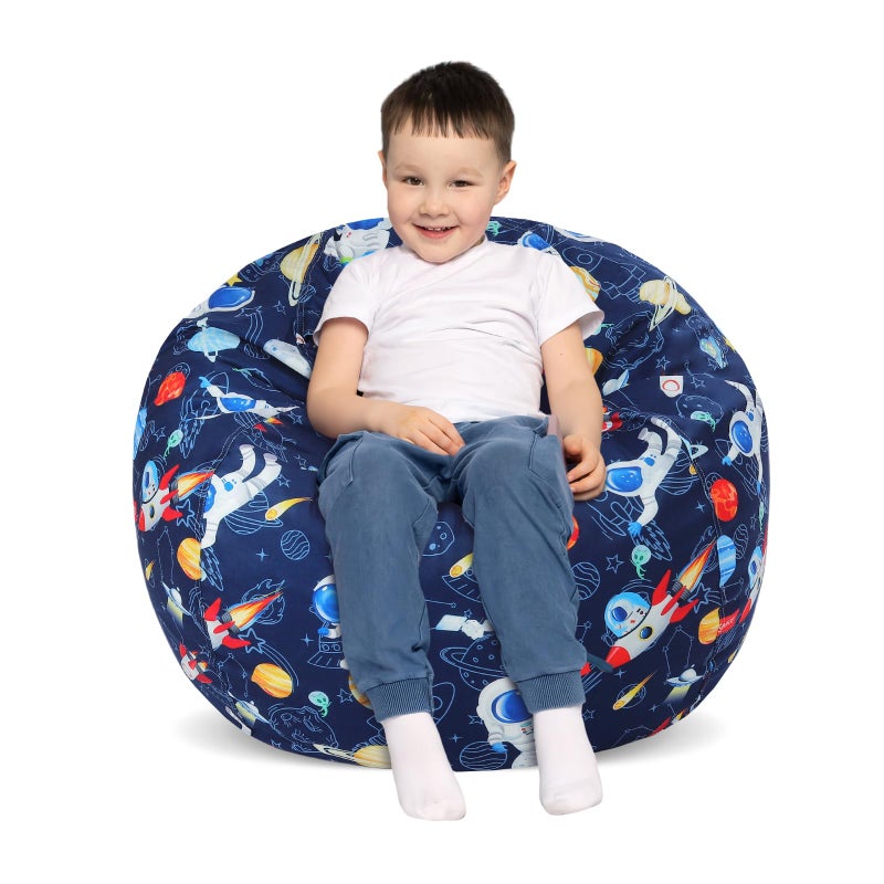 كرسي bean bag من Decalsweet لتخزين الحيوانات المحشوة للأطفال، كراسي beanbag لتخزين الألعاب للأطفال، منظم ألعاب للأطفال والبنات، كبير 32 غطاء فقط بدون حشوة