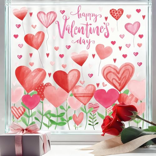 Pedel Valentines Day Window Clings, 186Pcs Watercolor Heart Vinyl Window Sticker Decals for Valentines Party Galentines Anniversary Windows Decorations - Image 2