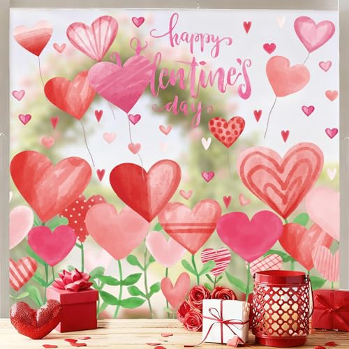 Pedel Valentines Day Window Clings, 186Pcs Watercolor Heart Vinyl Window Sticker Decals for Valentines Party Galentines Anniversary Windows Decorations - Image 3