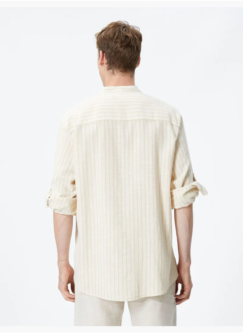 KOTON Classic Neck Shirt Buttoned Cotton