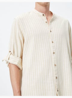 KOTON Classic Neck Shirt Buttoned Cotton  - Image 5