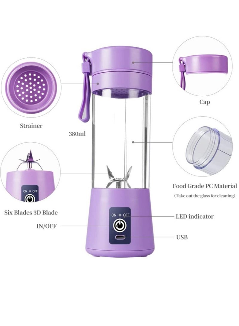 ELTRAZONE Portable Blender Cup,Electric USB Juicer Blender,Mini For Shakes and Smoothies, Juice,380ml, Six Blades Great Mixing,Light purple - Image 4