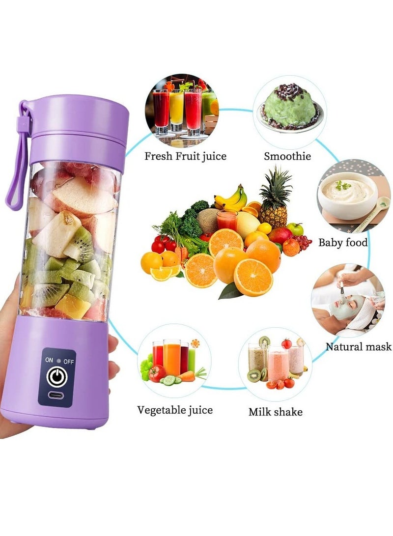 ELTRAZONE Portable Blender Cup,Electric USB Juicer Blender,Mini For Shakes and Smoothies, Juice,380ml, Six Blades Great Mixing,Light purple - Image 2