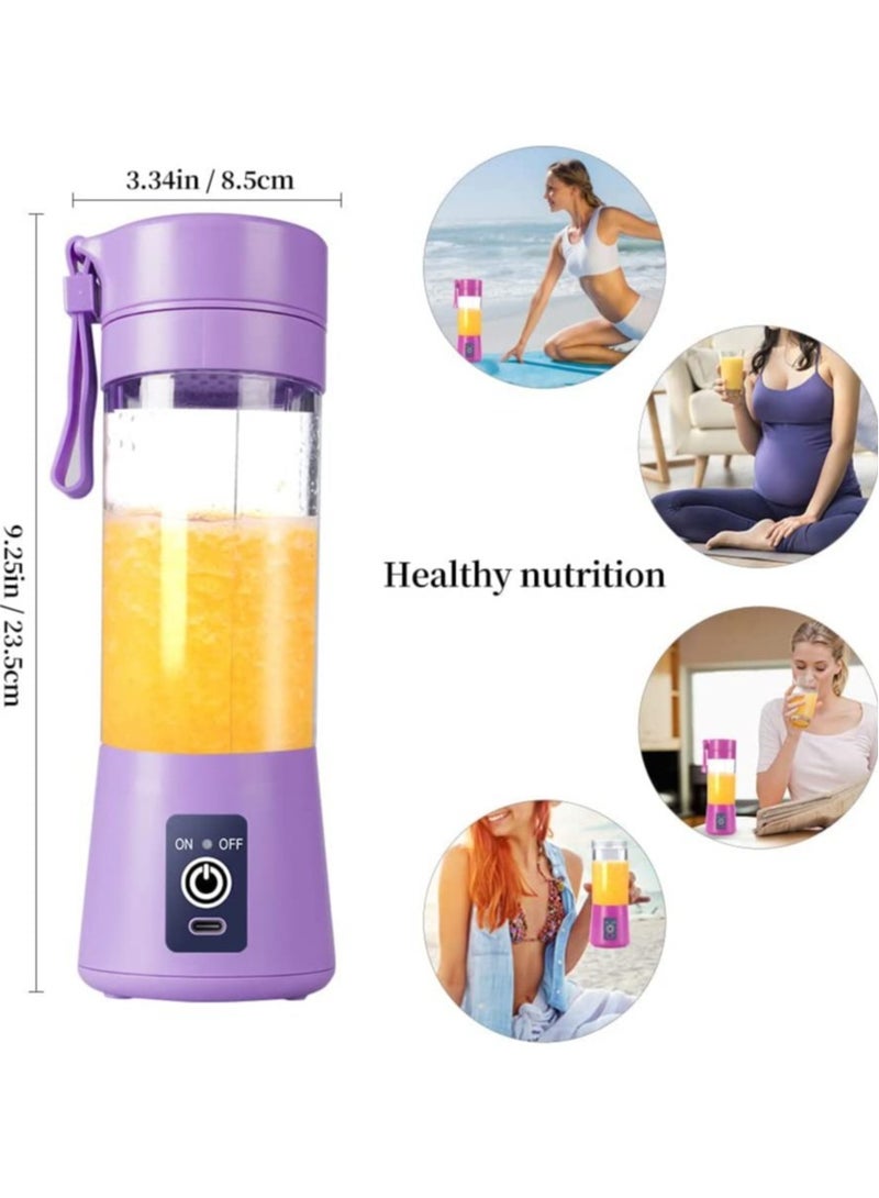 ELTRAZONE Portable Blender Cup,Electric USB Juicer Blender,Mini For Shakes and Smoothies, Juice,380ml, Six Blades Great Mixing,Light purple - Image 3