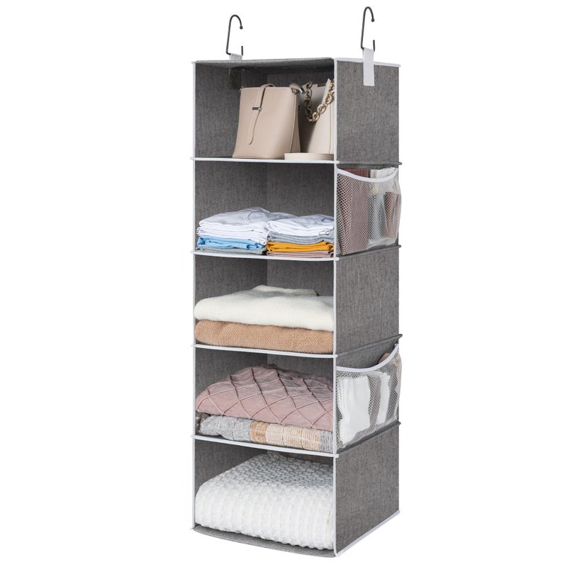 StorageWorks 5Shelf Hanging Shelves for Closet Clothes Organizers and Storage 13 D x 15 W x 47  H Gray