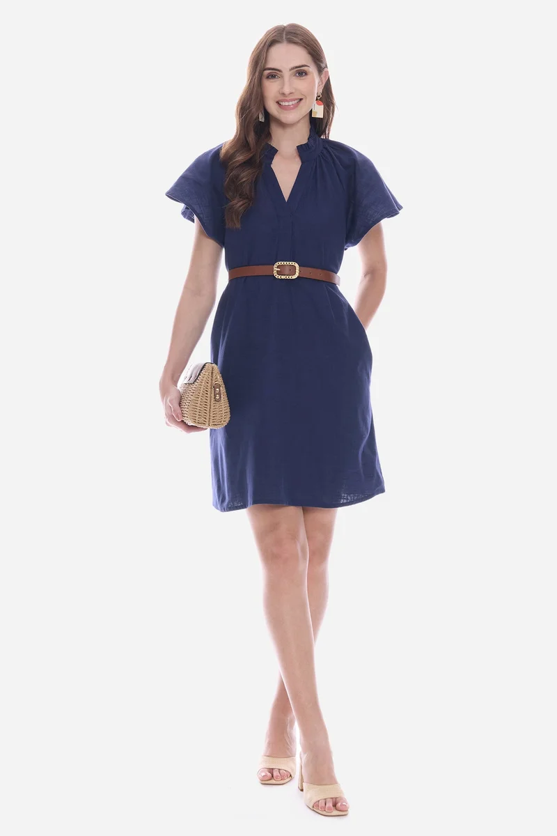 فيرجيو Solid Cotton Butterfly Sleeve Mini for Women