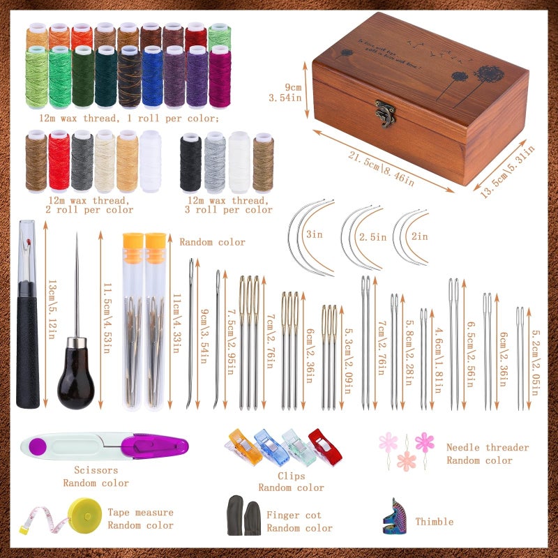 BUTUZE Sewing Kit, Leather Sewing Kit, Upholstery Repair Kit, Leather Sewing Tools with Large-Eye Stitching Needles, Waxed Thread, Leather Stitching Kit for DIY Leather Craft - Image 2