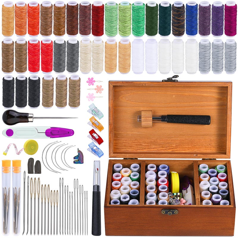 BUTUZE Sewing Kit, Leather Sewing Kit, Upholstery Repair Kit, Leather Sewing Tools with Large-Eye Stitching Needles, Waxed Thread, Leather Stitching Kit for DIY Leather Craft - Image 1