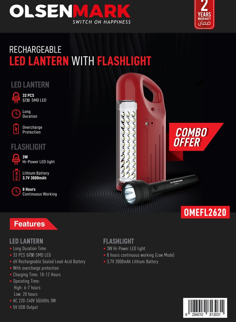 Olsenmark Rechargeable LED Emergency Light/Lantern & Flashlight - Image 5