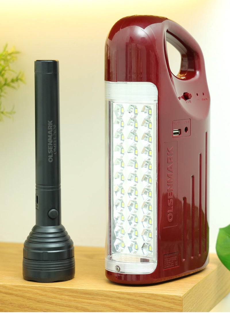 Olsenmark Rechargeable LED Emergency Light/Lantern & Flashlight - Image 1