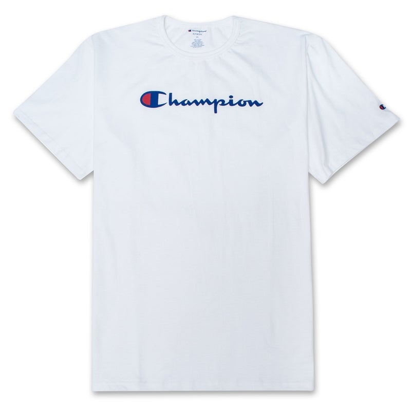 Champion Men's Cotton Long Sleeve Tee, White, Medium - Image 1