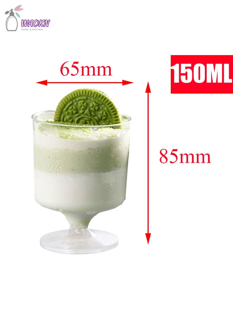 WAOKN 20-Piece Disposable High Dessert Cups Mini Dessert Cups 150ML  Plastic Mousse Cups Plastic Cake Jelly Packing Cups Clear Dessert Cups Transparent Plastic - Image 2