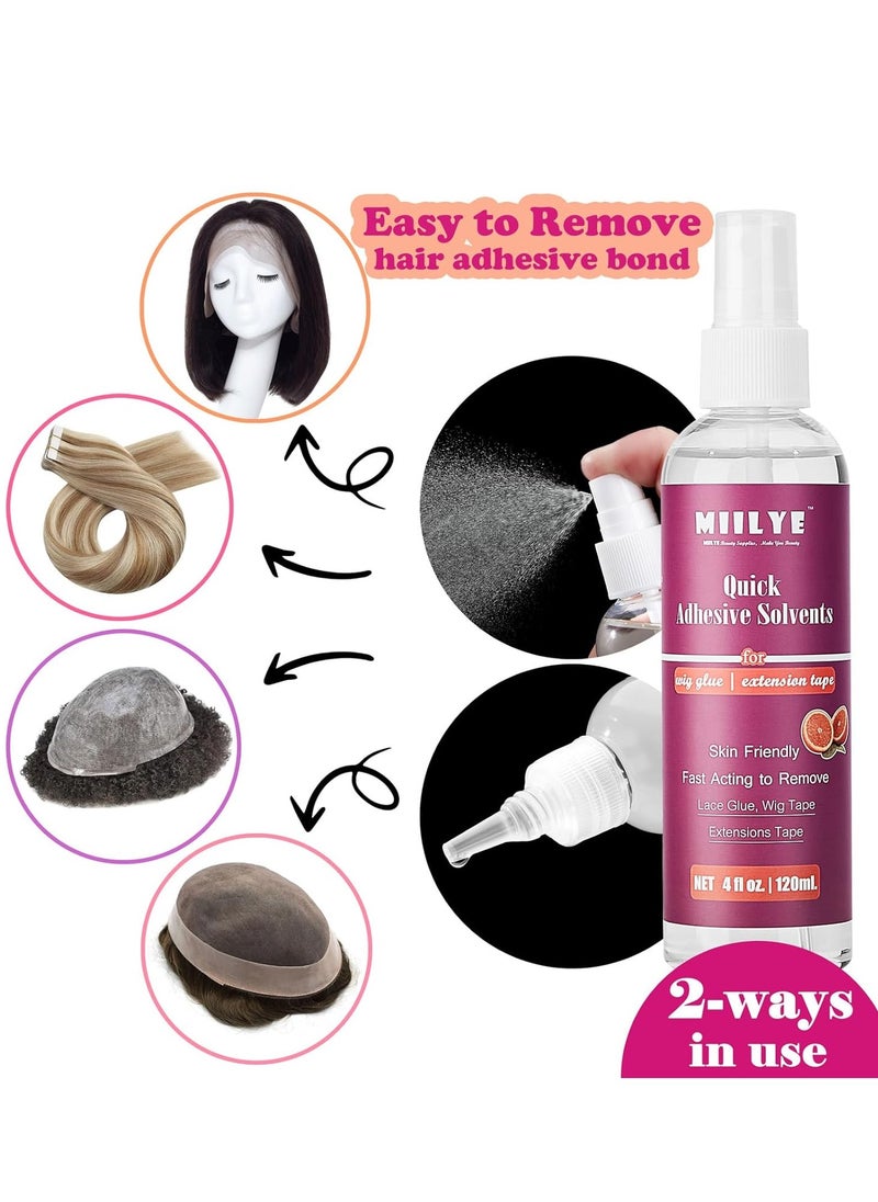 MIILYE MIILYE Lace Glue Remover/Tape in Extension Remover Spray 4OZ/120ml, Tape in Remover Wig Glue Remover Fast Removes Double Sided Hair Extensions Tape Adhesive| Gentle on Skin| No Greasy| Easy to Clean  - Image 5