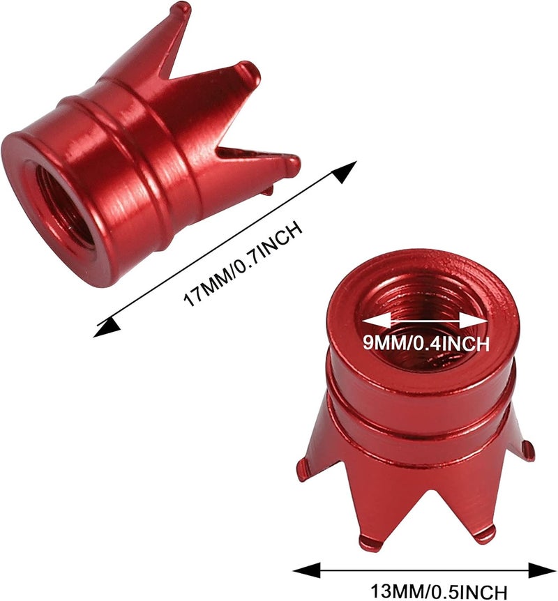 TOMALL Crown Tire Valve Stem Caps - 4pcs Red - Image 2