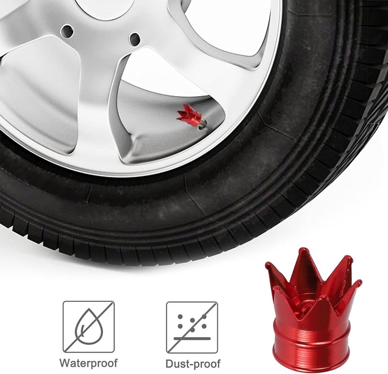 TOMALL Crown Tire Valve Stem Caps - 4pcs Red - Image 4
