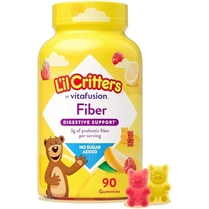 Lil Critters مكمل ليل كريترز فايبر اليومي للأطفال، لدعم الهضم، بنكهتي التوت والليمون، 90 حبة جيلاتينية - Image 1