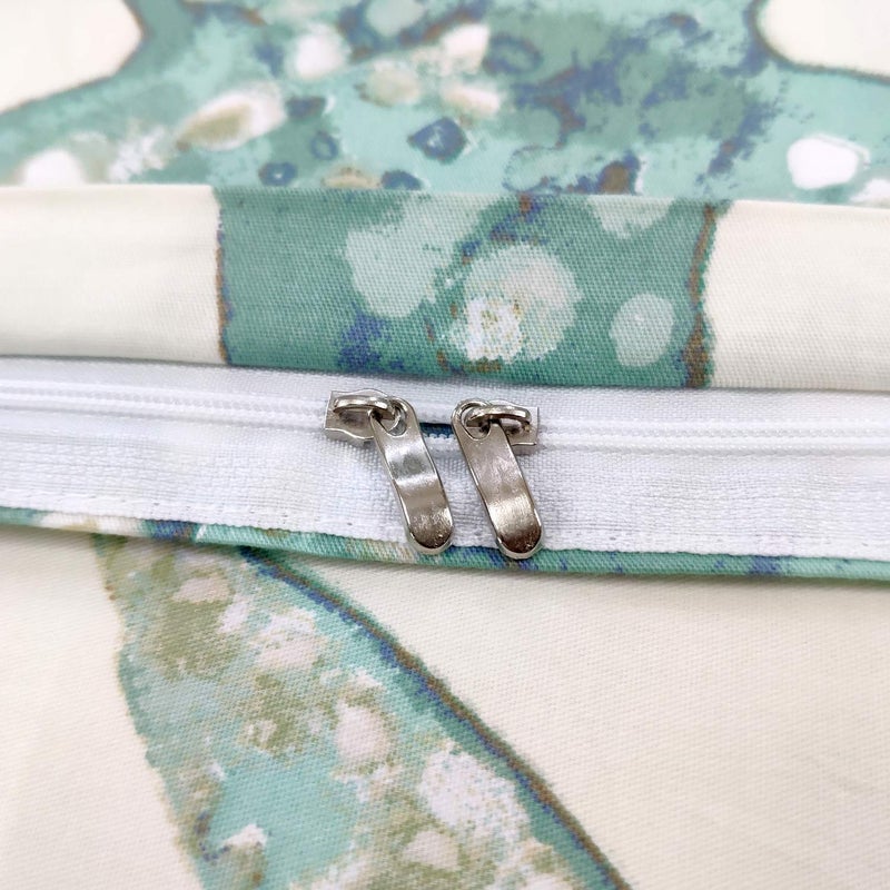 FADFAY Duvet Cover Set Beach Themed Bedding Sets 100% Cotton Super Soft Coastal Bedding White Teal Seashells and Starfish Nautical Bedding with Hidden Zipper Closure 3 Pieces King/Cal King Size - Image 3