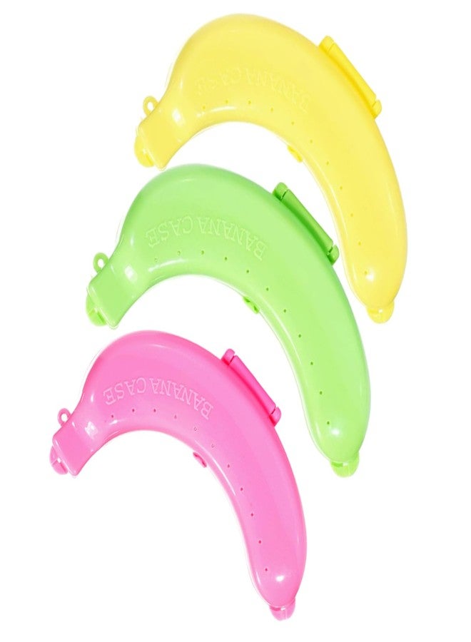 Rosojodg 3 Pack Banana Storage BPA-Free Outdoor Travel Case,Keep Fresh Banana Keeper and Protector, Cute Banana Carrier Storage Box for Picnic Camping,Food Containers(Yellow,Green,Pink) - Image 1