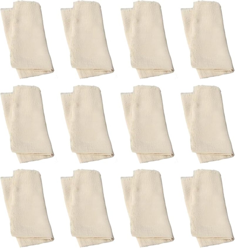 12 قطعة منديل بوهو قطني بحواف مهدبة 16.5 × 16.5 بوصة دِنيم ناعم - Image 2