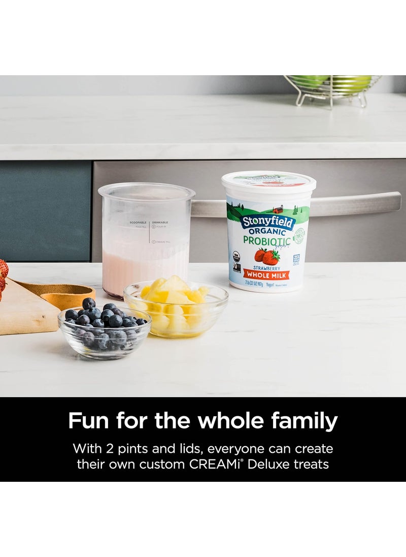 Ninja Ninja Creami Deluxe Pints 2 Pack Compatible with NC500 Series Creami Deluxe Ice Cream Makers Genuine Ninja Pint BPAFree Dishwasher Safe Color Lids 1 Pint Each ClearCoralYellow XSKPNTLD2  - Image 5