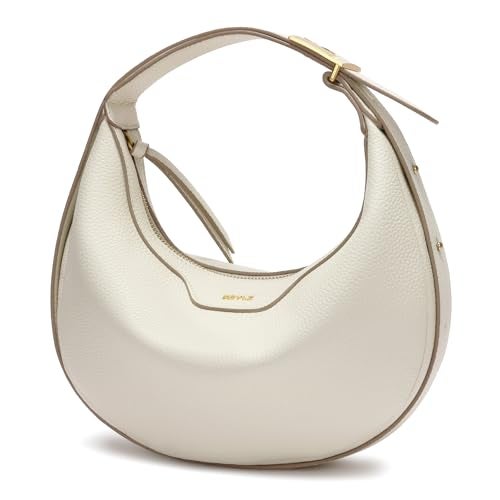 Keyli Crescent Shoulder Bag for Women Crossbody Purse Waterproof Leather Handbags Clutch Designer Tote Bags with Adjustable Strap Beige Cream - Image 1