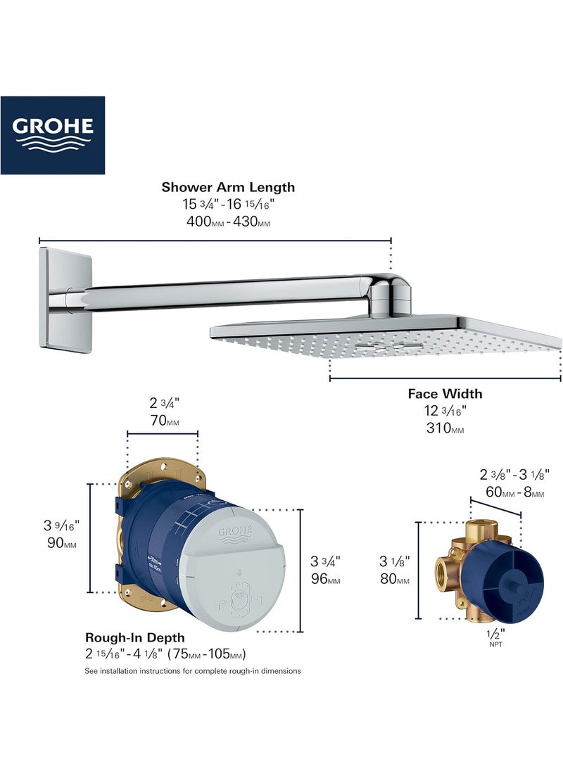Grohe GROHE 26504000 Rain 310 Smart Active 2Spray Cube Shower Head Set Starlight Chrome  - Image 4