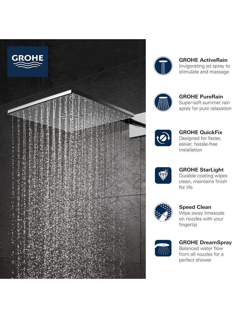 Grohe GROHE 26504000 Rain 310 Smart Active 2Spray Cube Shower Head Set Starlight Chrome  - Image 2