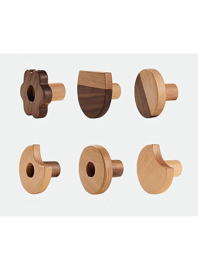 S-TOP Wooden cute Wall Hooks and Drawer Pulls, Decorative Wood Cabinet Knobs and Coat Hooks for Kids Bedroom and Nursery, Cute modern Hooks for Wardrobe, Backpack,Baby Room Decor,6 pcs - Image 1