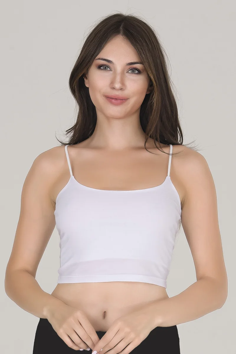 Sensu Women's Rope Strap White Crop Bustier BST1002