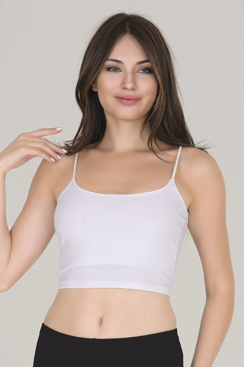 Sensu Women's Rope Strap White Crop Bustier BST1002