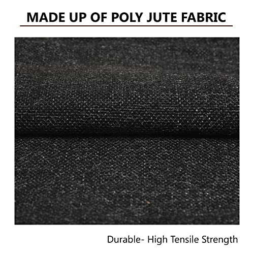 Yellow Weaves Jute Texture 250 TC Cushion Covers, 16 X 16 Inches, Black, Set Of 2 - Image 3
