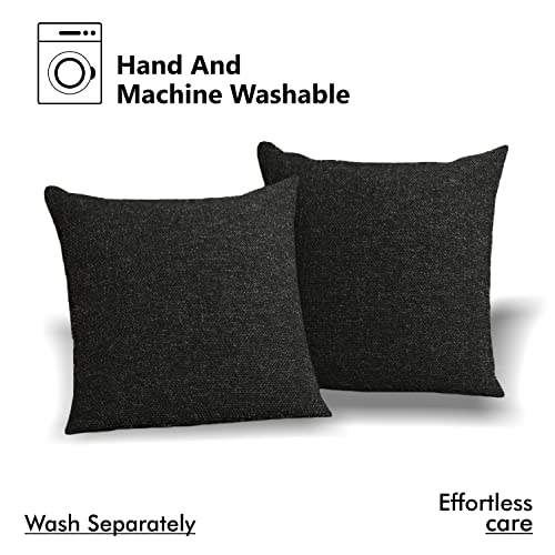 Yellow Weaves Jute Texture 250 TC Cushion Covers, 16 X 16 Inches, Black, Set Of 2 - Image 5