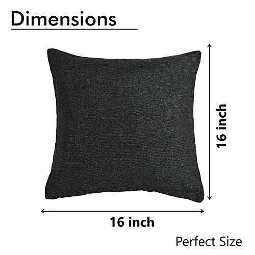 Yellow Weaves Jute Texture 250 TC Cushion Covers, 16 X 16 Inches, Black, Set Of 2 - Image 2
